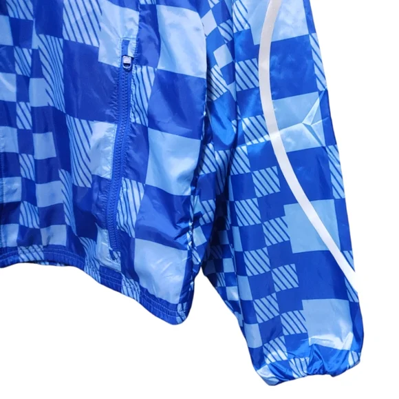 Sweaty Betty Blue Checkered Graphic Pack Away Jacket Women's Size Medium NWT - Picture 11 of 15